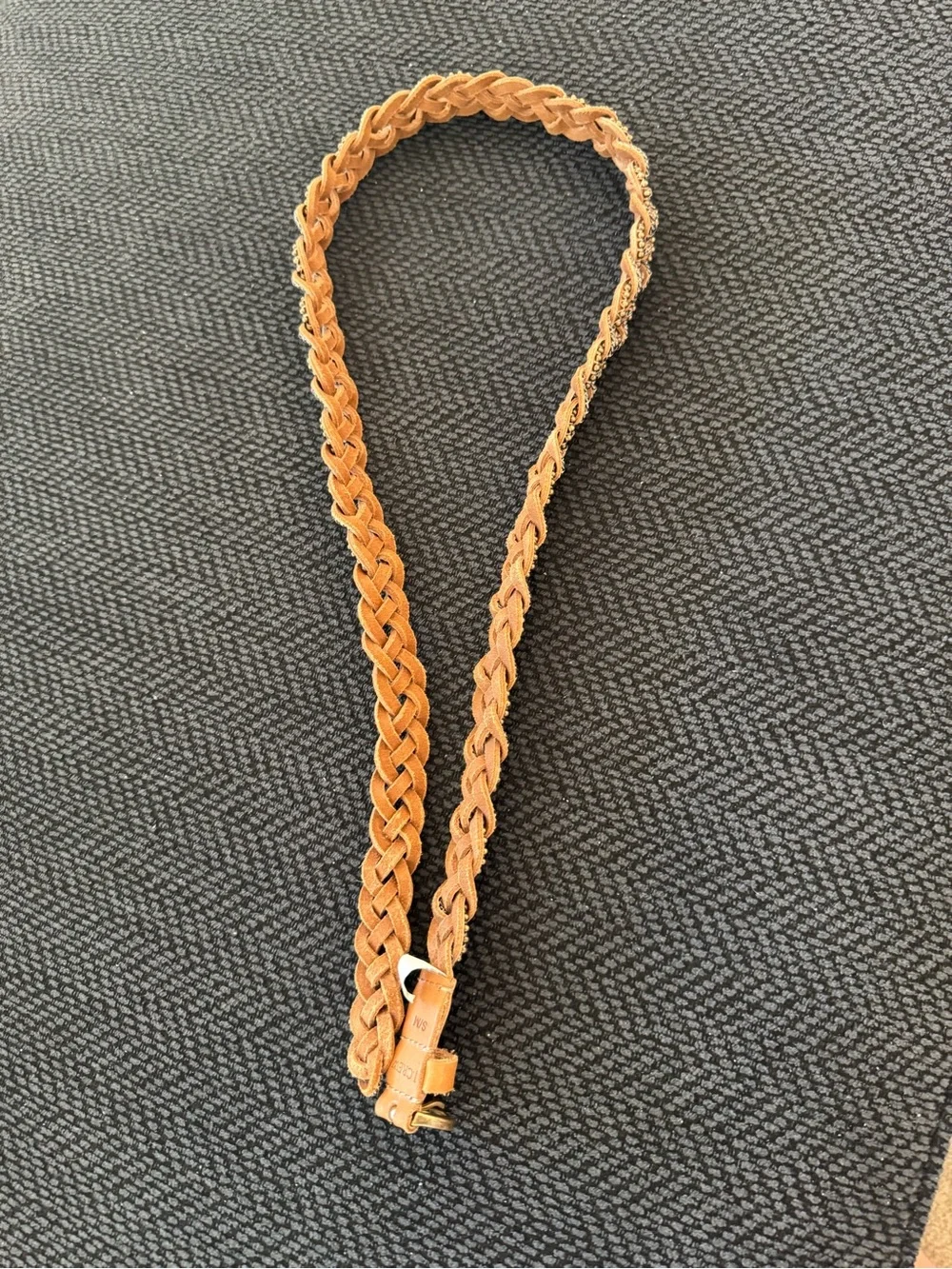 J.Crew Vintage-Inspired Braided & Beaded Leather Belt – Tan/Brown – Brass Buckle